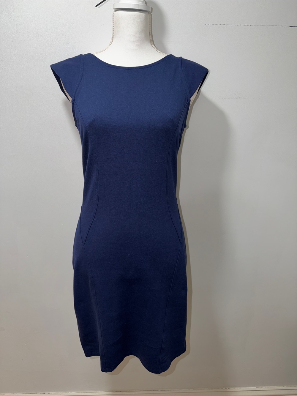 Monteau Sheath Dress Women's Elegant Cap Sleeve Size L Slimming Nautical Evening